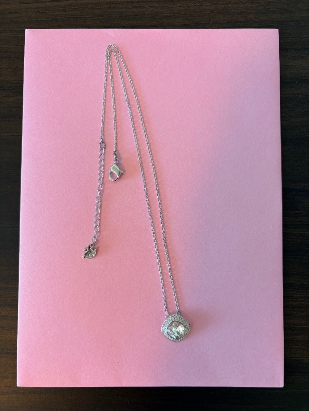 Swarovski Square Crystal Pendant Necklace Adjustable